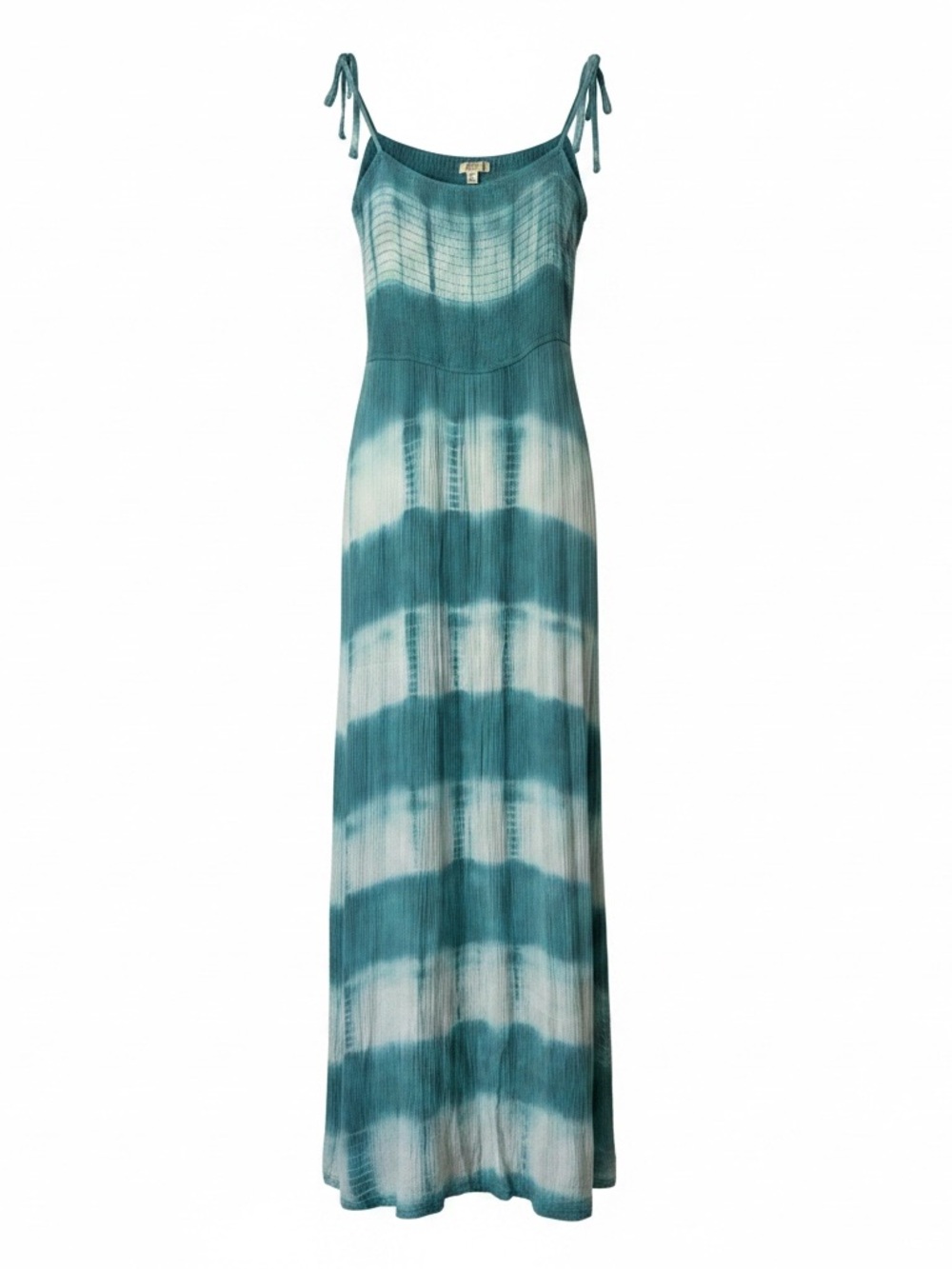 Kori America Womens M Tie Dye Maxi Dress Teal Green Smocked Bodice Rayon strappy